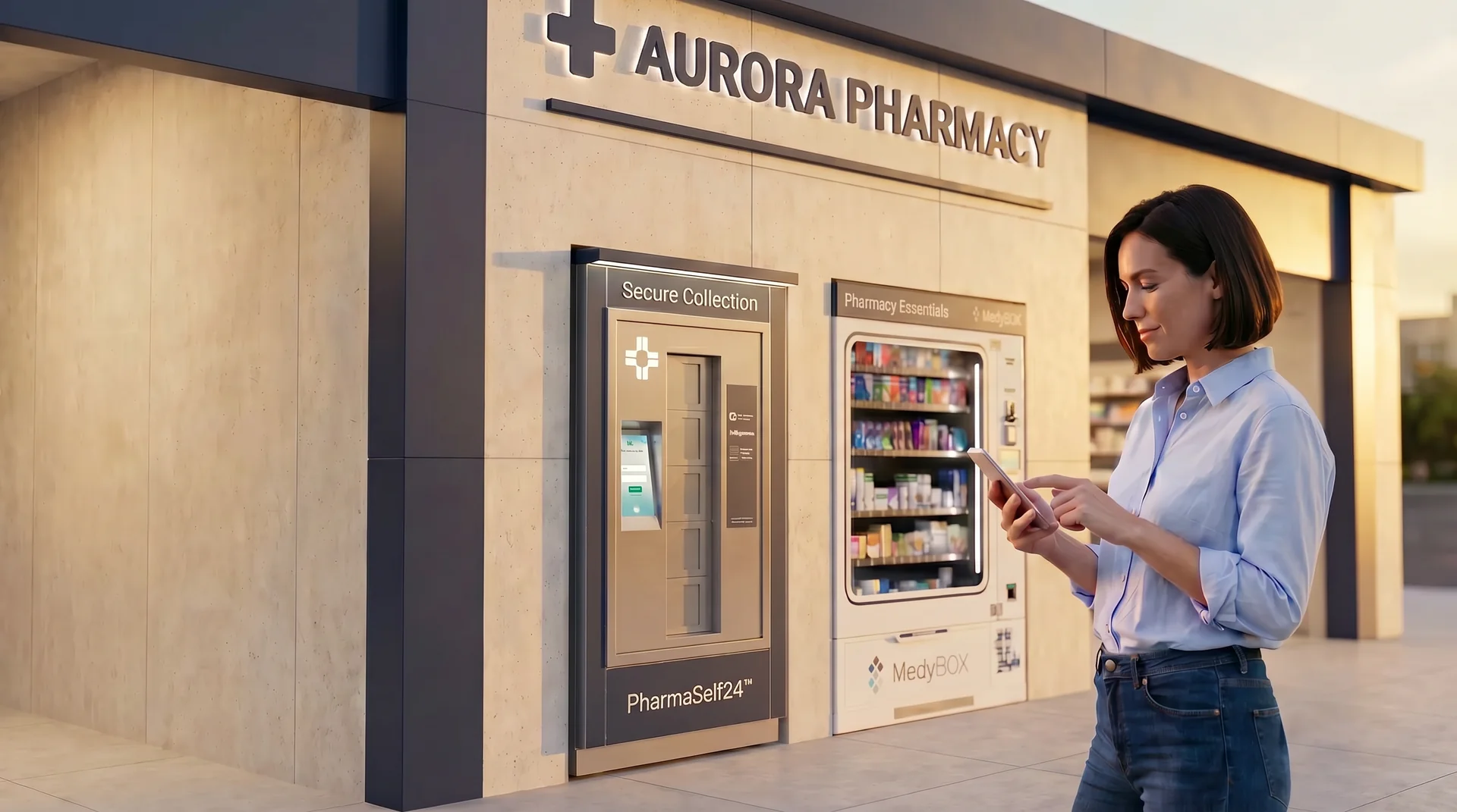 PharmaSelf24™ and MedyBOX™ installed at Aurora Pharmacy — 24/7 pharmacist-controlled access