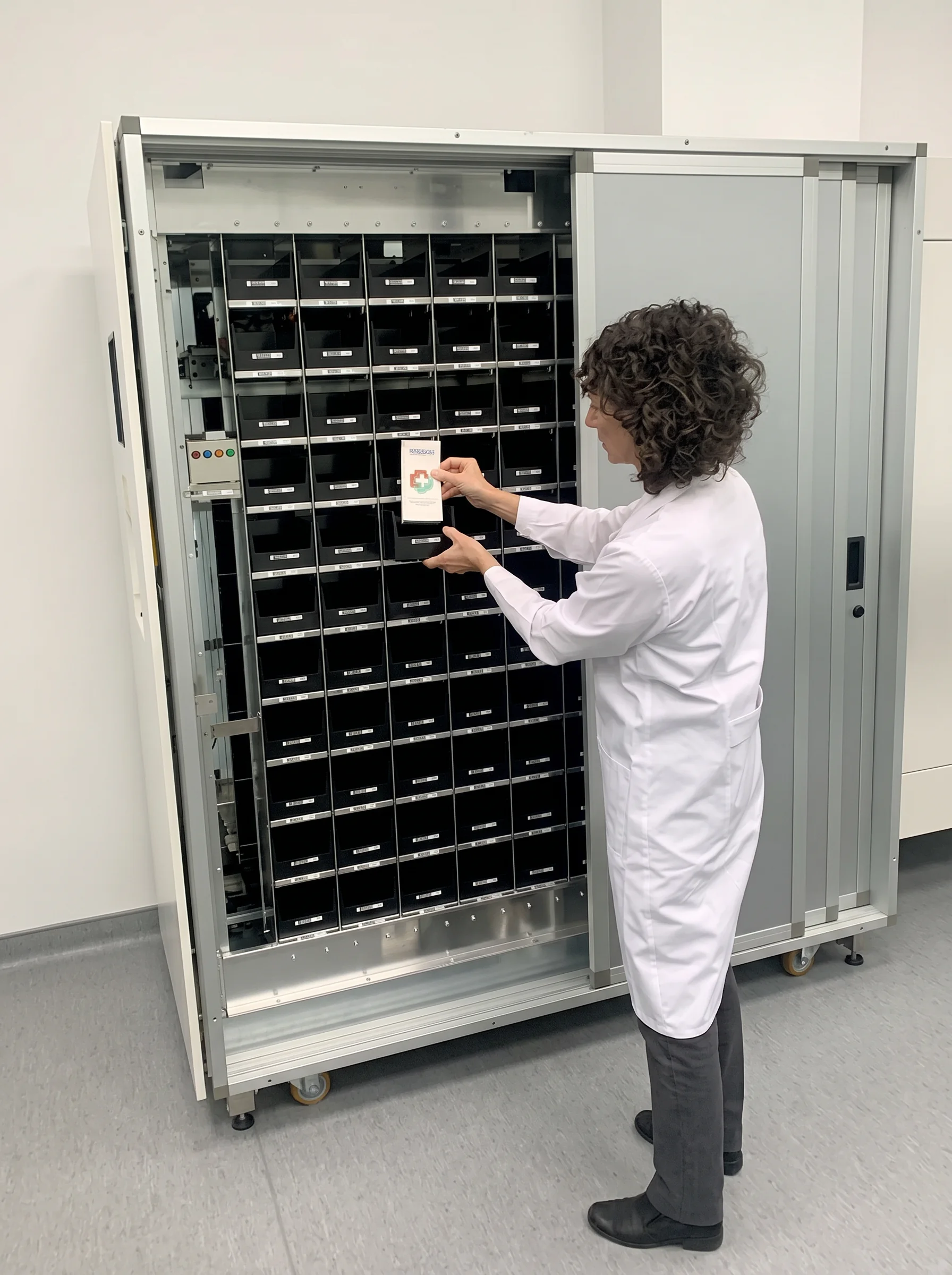 Pharmacist placing a prescription pack into the PharmaSelf24™ Multi system