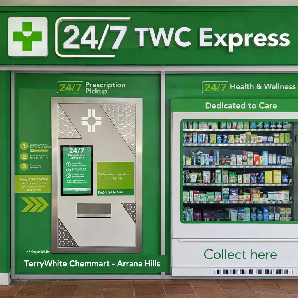 PharmaSelf24™ + MedyBOX™ — TerryWhite Chemmart Express, 24/7 Prescription Pickup & Health and Wellness